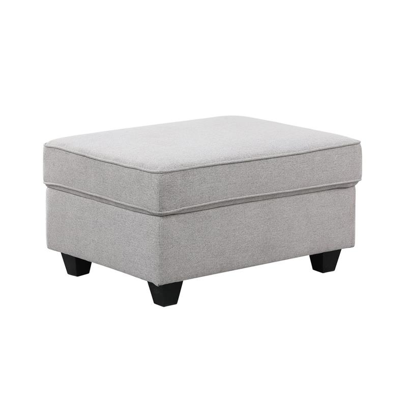 Pemberly Row Light Gray Linen 8Pc Modular L-Shape Sectional Sofa and Ottoman