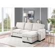 Pemberly Row Beige Fabric Reversible Sleeper Sectional with Storage & USB Ports