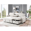 Pemberly Row Beige Fabric Reversible Sleeper Sectional with Storage & USB Ports