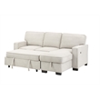 Pemberly Row Beige Fabric Reversible Sleeper Sectional with Storage & USB Ports