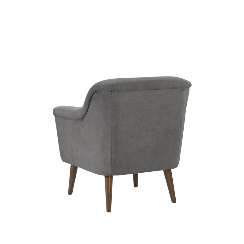 Pemberly Row Gray Woven Fabric Oversized Armchair with Walnut Finish Wooden Legs