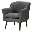 Pemberly Row Gray Woven Fabric Oversized Armchair with Walnut Finish Wooden Legs