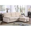 Pemberly Row Beige Velvet Reversible Sleeper Sectional Sofa with Storage Chaise