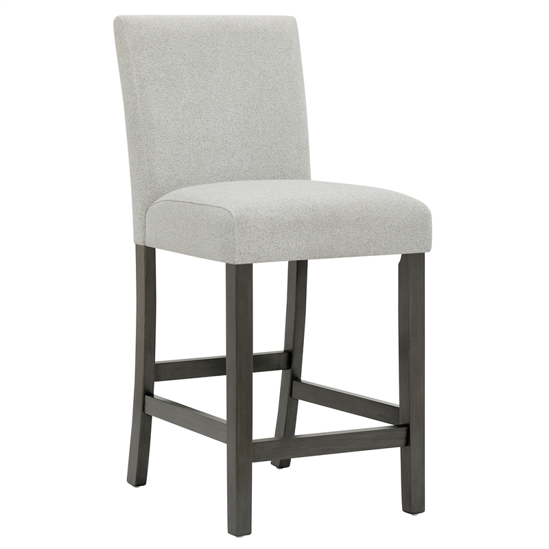 Pemberly Row Set of 2 Light Gray Fabric Counter Height Chairs with Footrest