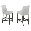 Pemberly Row Set of 2 Light Gray Fabric Counter Height Chairs with Footrest