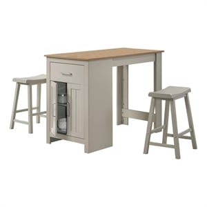 Pemberly Row Light Gray Engineered Wood Counter Height Table with 2 Stools