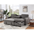 Pemberly Row Dark Gray Fabric Reversible Sleeper Sectional with Storage and USB
