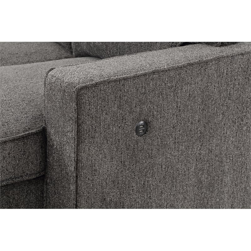 Pemberly Row Dark Gray Fabric Reversible Sleeper Sectional with Storage and USB
