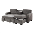 Pemberly Row Dark Gray Fabric Reversible Sleeper Sectional with Storage and USB