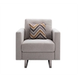Pemberly Row Beige Linen Fabric Metal-Leg Armchair with Side Pockets & Pillow