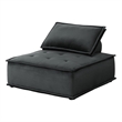 Pemberly Row Velvet Armless Modular Lounge Chair with Tufted Seat in Black