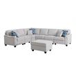 Pemberly Row Light Gray Linen 7-Piece Modular L-Shape Sectional with Ottoman