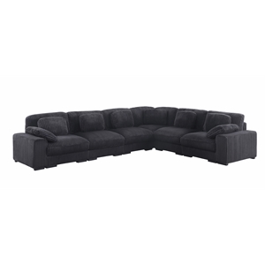 Pemberly Row 151&quot Charcoal Corduroy Reversible L-Shape Modular Sectional Sofa