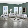 Pemberly Row Light Gray Linen 3-Piece Sofa Set with USB Ports and Wood Trim