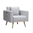 Pemberly Row Light Gray Linen 3-Piece Sofa Set with USB Ports and Wood Trim
