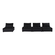 Pemberly Row Velvet 4-Piece Modular Sofa with Tufted Seat in Black