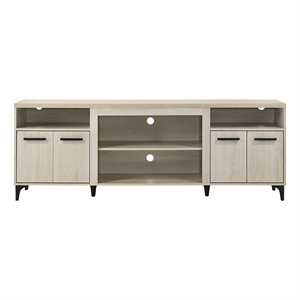 Pemberly Row 70&quot Oak Finish 4-Door TV Stand with Adjustable Shelves