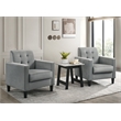 Pemberly Row Light Gray Velvet Tufted Armchairs and End Table Living Room Set