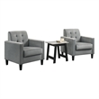 Pemberly Row Light Gray Velvet Tufted Armchairs and End Table Living Room Set