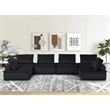 Pemberly Row Velvet 6-Seater U-Shape Modular Sectional Sofa in Black Finish