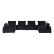 Pemberly Row Velvet 6-Seater U-Shape Modular Sectional Sofa in Black Finish