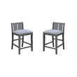 Pemberly Row Set of 2 Gray Finish Upholstered Seat Counter Height Chairs