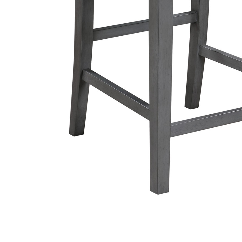 Pemberly Row Set of 2 Gray Finish Upholstered Seat Counter Height Chairs