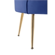 Pemberly Row Blue Velvet Scalloped Back Accent Chair with Gold Metal Legs