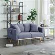Pemberly Row Dark Gray Linen USB-Equipped Loveseat with Pockets and Pillows
