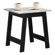 Pemberly Row Black Wood End Table with Faux Marble Top Finish