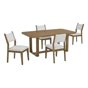 Pemberly Row 5-Piece 72&quot Rectangular Walnut Oak Sled Base Dining Set