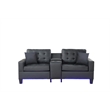 Pemberly Row Black PVC LED Living Room Set with USB Storage and Cupholders