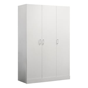 Pemberly Row White Engineered Wood 3-Door 46&quot Wardrobe Cabinet Armoire