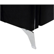 Pemberly Row Black Velvet Channel-Quilted Sofa with Chrome Arms and Legs