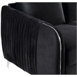 Pemberly Row Black Velvet Channel-Quilted Sofa with Chrome Arms and Legs