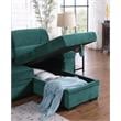 Pemberly Row Green Velvet Reversible Sleeper Sectional with Storage Chaise