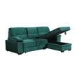 Pemberly Row Green Velvet Reversible Sleeper Sectional with Storage Chaise