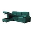 Pemberly Row Green Velvet Reversible Sleeper Sectional with Storage Chaise