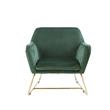 Pemberly Row Soft Velvet Accent Arm Chair with Gold Metal Base in Green