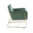 Pemberly Row Soft Velvet Accent Arm Chair with Gold Metal Base in Green