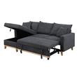 Pemberly Row Dark Gray Fabric Reversible Sleeper Sectional with Storage Chaise