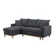 Pemberly Row Dark Gray Fabric Reversible Sleeper Sectional with Storage Chaise