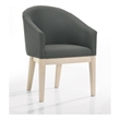 Pemberly Row Set of 2 Gray Fabric Barrel Accent Chairs with Solid Wood Legs