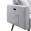 Pemberly Row Light Gray Linen Chair with USB Charging Ports Pockets and Pillow
