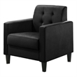 Pemberly Row Black Velvet Tufted Accent Armchair with Full Foam Seat Cushion