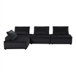 Pemberly Row Velvet 4-Piece Modular Sectional Sofa with Tufted Seat in Black