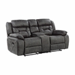 Pemberly Row Microfiber 2-Piece Manual Reclining Sofa Set in Gray