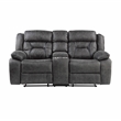 Pemberly Row Microfiber 2-Piece Manual Reclining Sofa Set in Gray
