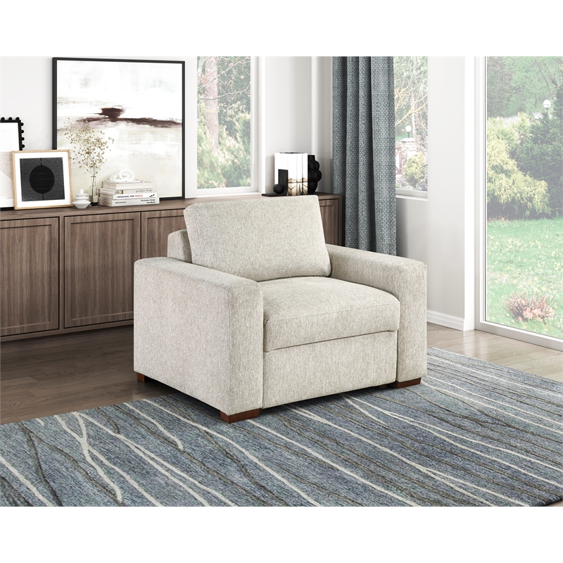 Pemberly Row Microfiber Armchair with Pocket Coil Support in Sage Sand