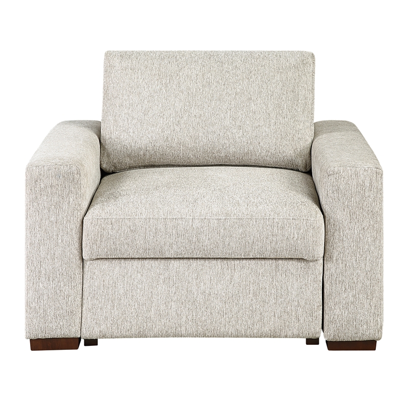 Pemberly Row Microfiber Armchair with Pocket Coil Support in Sage Sand